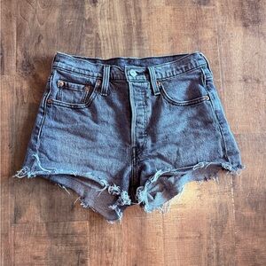 Levi's Distressed Gray Wash Jean Shorts